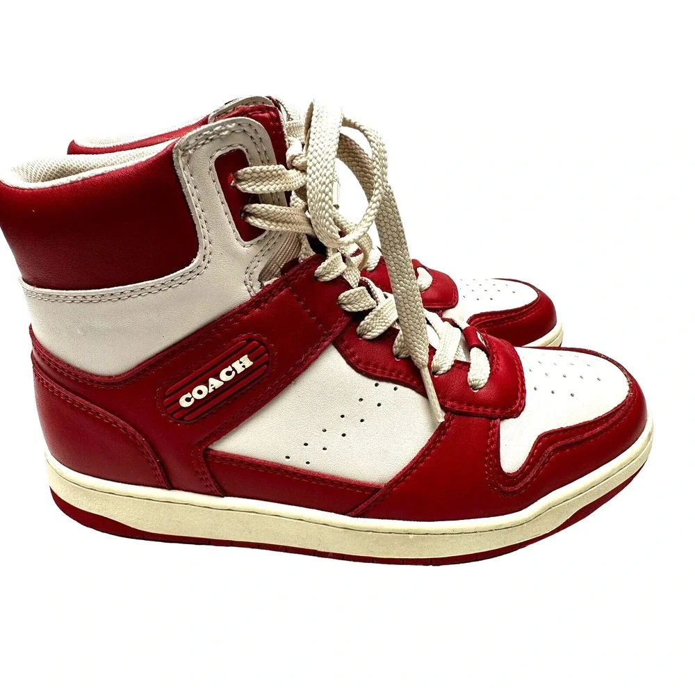 Coach Women's High Top Sport Red /Chalk‎ Sneakers / Size 7B / CG624 / Pre-owned